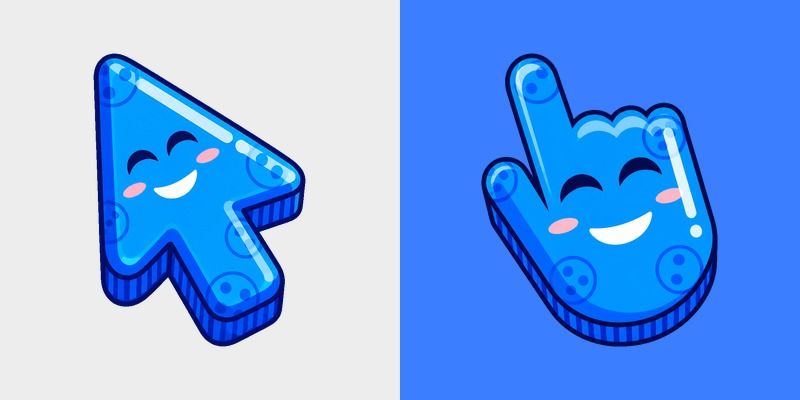 Colorful Smile Electric Blue custom cursor pack preview for Chrome, Edge and Windows