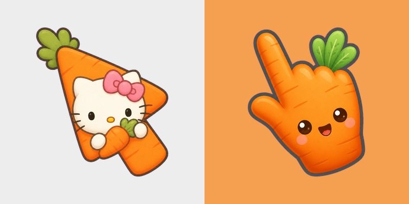 Cute Hello Kitty Orange Carrot Cursor custom cursor pack preview for Chrome, Edge and Windows