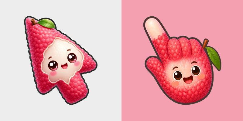 Cute Lychee Cursor Pack custom cursor pack preview for Chrome, Edge and Windows
