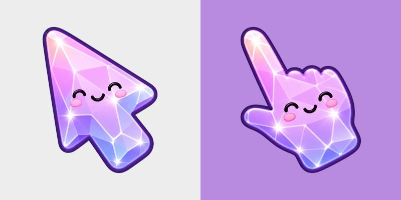 Cute Stylish Modern Lilac Crystal custom cursor pack preview for Chrome, Edge and Windows