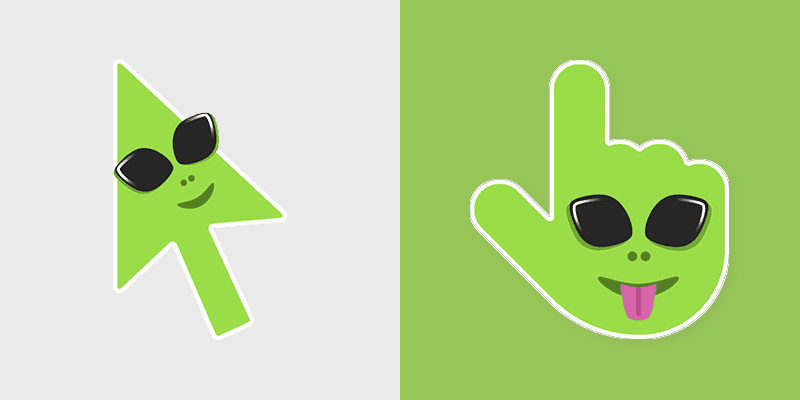 Alien Face custom cursor pack preview for Chrome, Edge and Windows