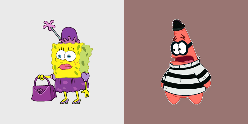 Lady Spongebob And Robber Patrick custom cursor pack preview for Chrome, Edge and Windows