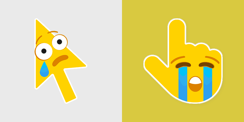 Crying Face custom cursor pack preview for Chrome, Edge and Windows