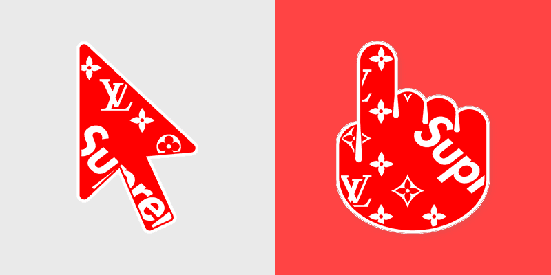 Supreme x LV custom cursor pack preview for Chrome, Edge and Windows