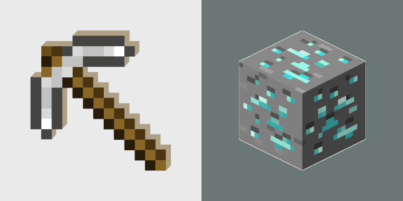 Pickaxe Diamond Ore custom cursor pack preview for Chrome, Edge and Windows