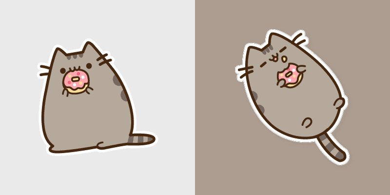 Pusheen Eating Donut custom cursor pack preview for Chrome, Edge and Windows