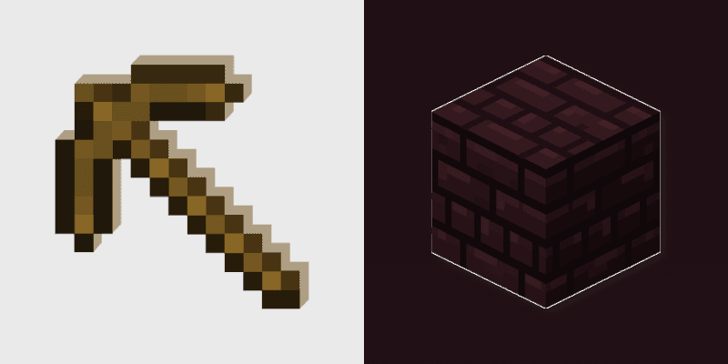 Wooden Pickaxe Nether Bricks custom cursor pack preview for Chrome, Edge and Windows