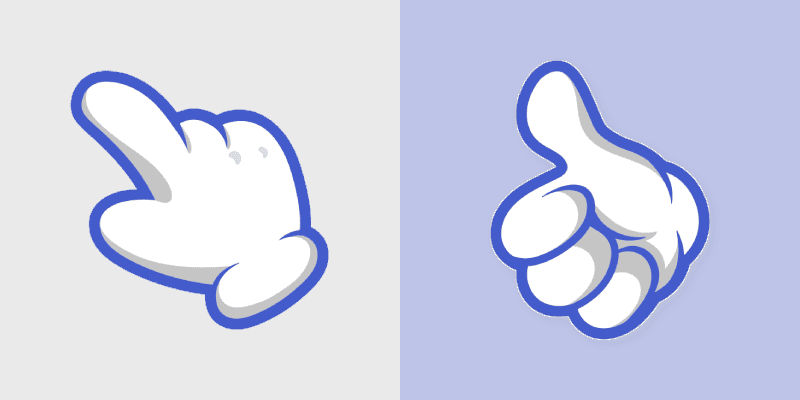 Cartoon Hand custom cursor pack preview for Chrome, Edge and Windows