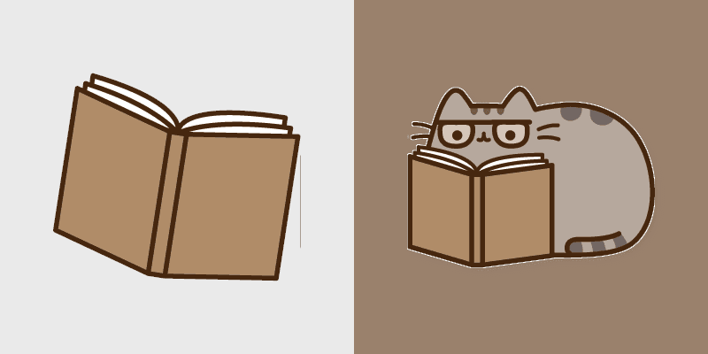 Bookworm Pusheen custom cursor pack preview for Chrome, Edge and Windows