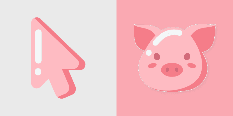 Pink Pig Minimal custom cursor pack preview for Chrome, Edge and Windows