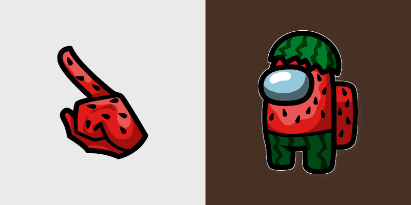 Watermelon Crewmate custom cursor pack preview for Chrome, Edge and Windows