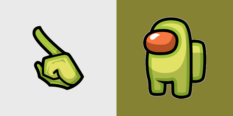Avocado Crewmate custom cursor pack preview for Chrome, Edge and Windows