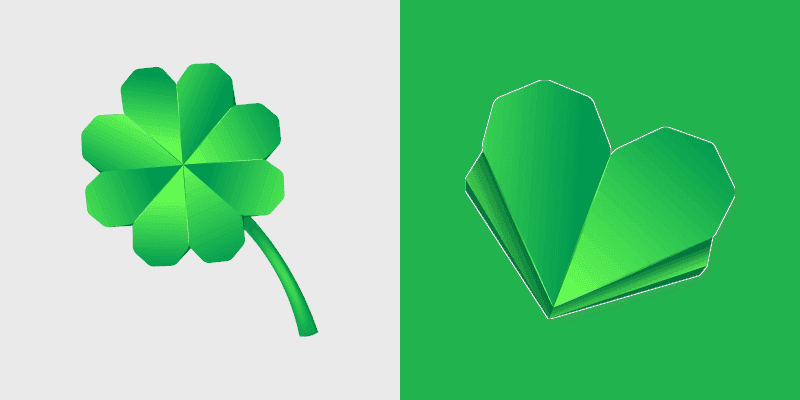 Origami Clover and Heart custom cursor pack preview for Chrome, Edge and Windows