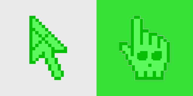 Green Skull custom cursor pack preview for Chrome, Edge and Windows