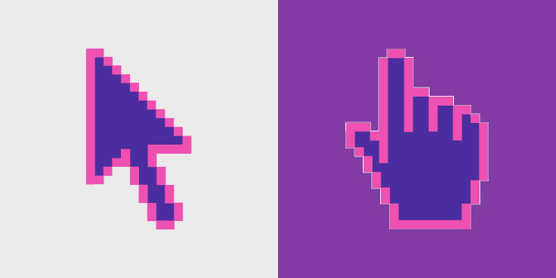 Blue Pink custom cursor pack preview for Chrome, Edge and Windows