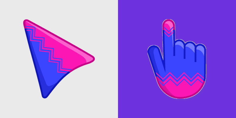 Pink & Blue Cool Blend custom cursor pack preview for Chrome, Edge and Windows