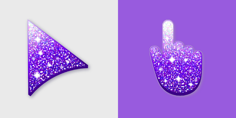 Elegant White-Purple Glitter custom cursor pack preview for Chrome, Edge and Windows