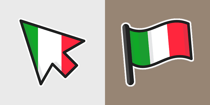 Italy Flag custom cursor pack preview for Chrome, Edge and Windows