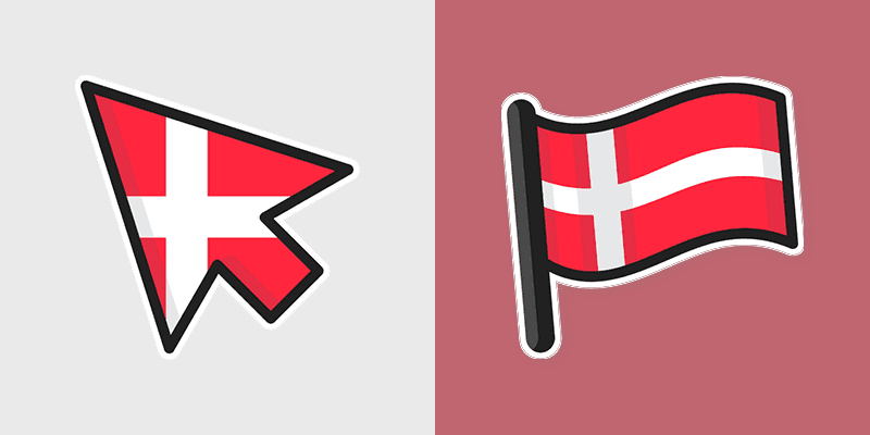 Denmark Flag custom cursor pack preview for Chrome, Edge and Windows