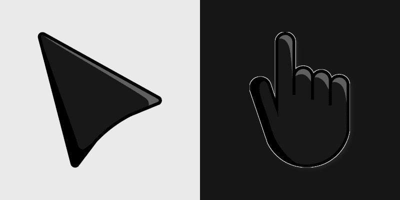 Black custom cursor pack preview for Chrome, Edge and Windows