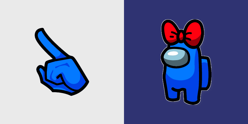 Blue Red Bow Crewmate custom cursor pack preview for Chrome, Edge and Windows