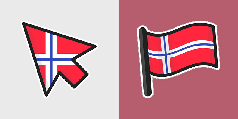 Norway Flag custom cursor pack preview for Chrome, Edge and Windows