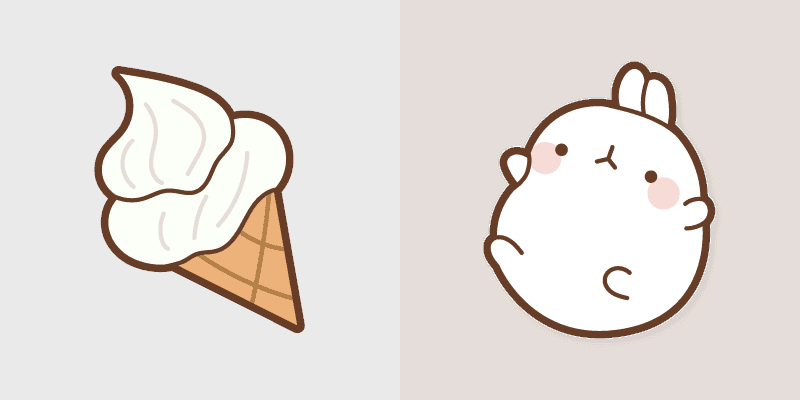 Molang Ice Cream custom cursor pack preview for Chrome, Edge and Windows