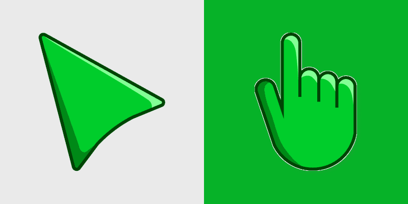 Green custom cursor pack preview for Chrome, Edge and Windows