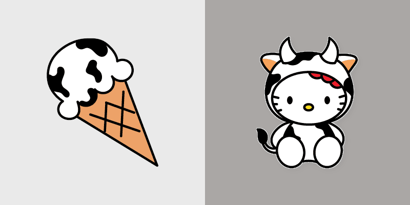 Hello Kitty Cow and Ice Cream custom cursor pack preview for Chrome, Edge and Windows
