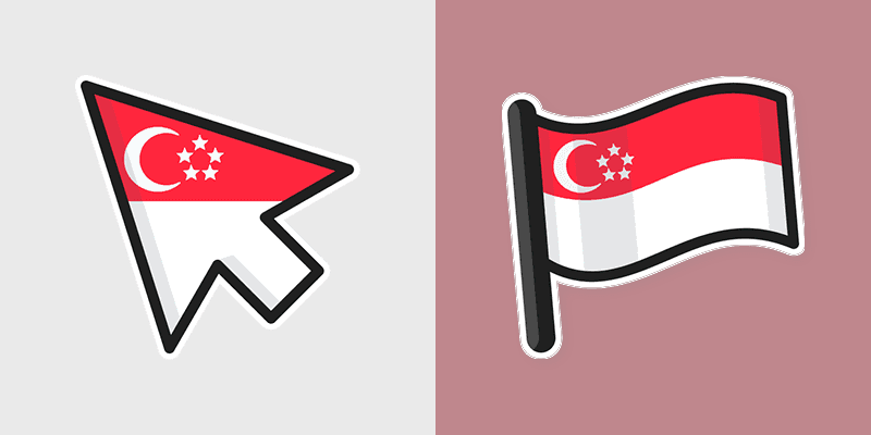 Singapore Flag custom cursor pack preview for Chrome, Edge and Windows