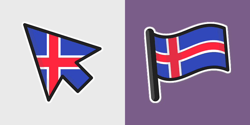 Iceland Flag custom cursor pack preview for Chrome, Edge and Windows