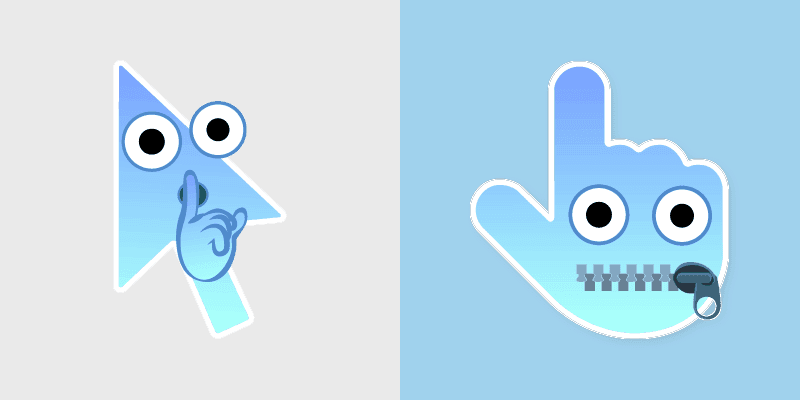 Shush Silence custom cursor pack preview for Chrome, Edge and Windows