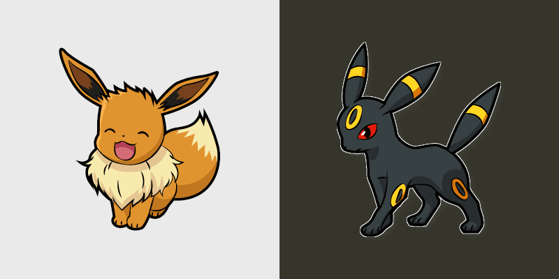 Eevee and Umbreon custom cursor pack preview for Chrome, Edge and Windows