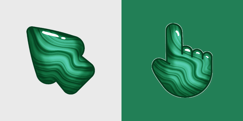 Green Malachite custom cursor pack preview for Chrome, Edge and Windows