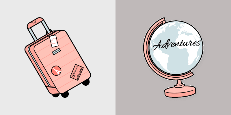 Soft Pink Suitcase custom cursor pack preview for Chrome, Edge and Windows
