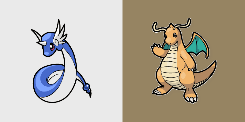 Dragonair and Dragonite custom cursor pack preview for Chrome, Edge and Windows