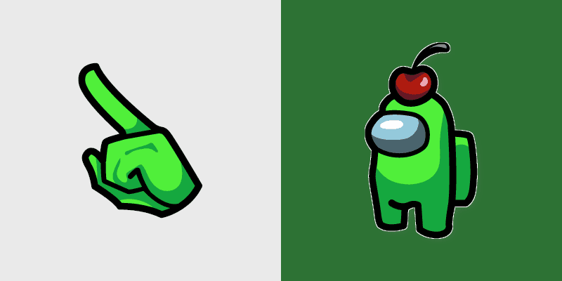 Lime Cherry Hat Crewmate custom cursor pack preview for Chrome, Edge and Windows