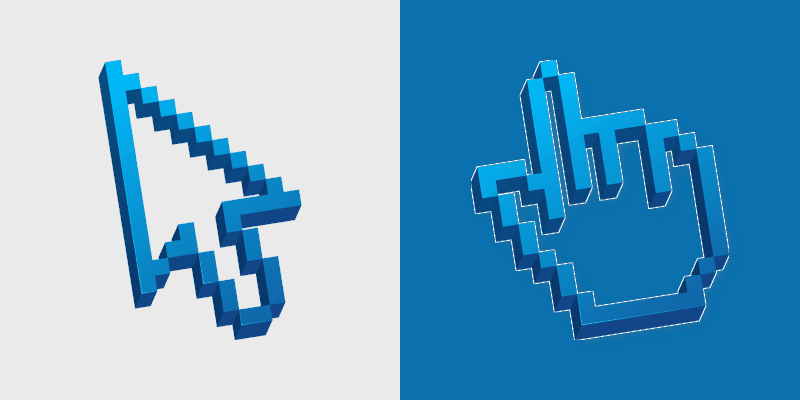 Transparent Blue Pixel custom cursor pack preview for Chrome, Edge and Windows