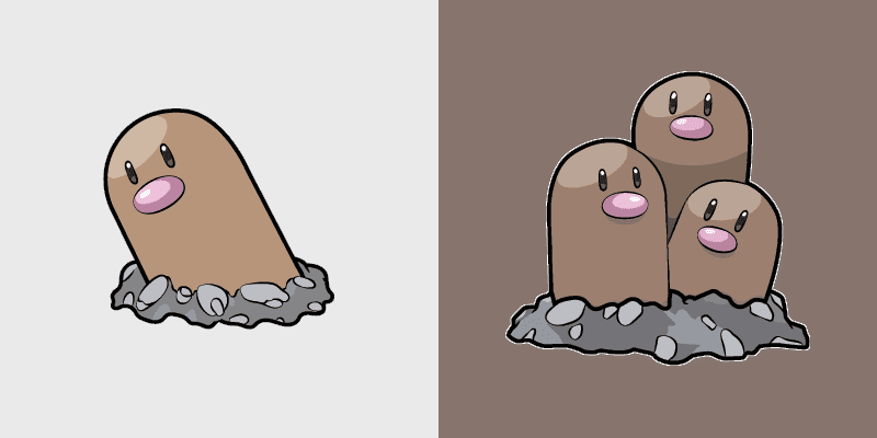 Diglett and Dugtrio custom cursor pack preview for Chrome, Edge and Windows