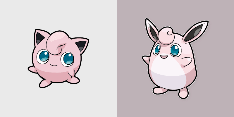 Jigglypuff and Wigglytuff custom cursor pack preview for Chrome, Edge and Windows