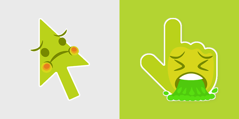 Vomit Face custom cursor pack preview for Chrome, Edge and Windows