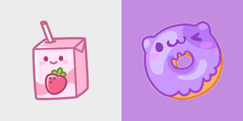 Strawberry Milk and Donut custom cursor pack preview for Chrome, Edge and Windows