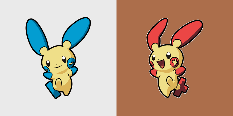 Minun and Plusle custom cursor pack preview for Chrome, Edge and Windows