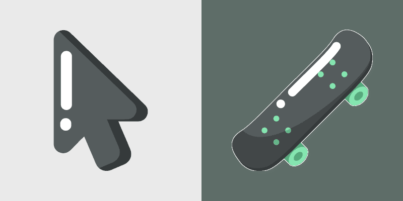 Skateboard Minimal custom cursor pack preview for Chrome, Edge and Windows
