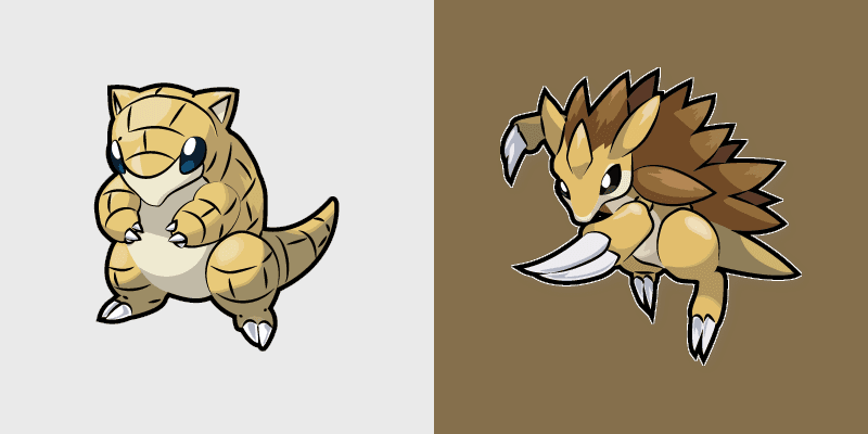 Sandshrew and Sandslash custom cursor pack preview for Chrome, Edge and Windows