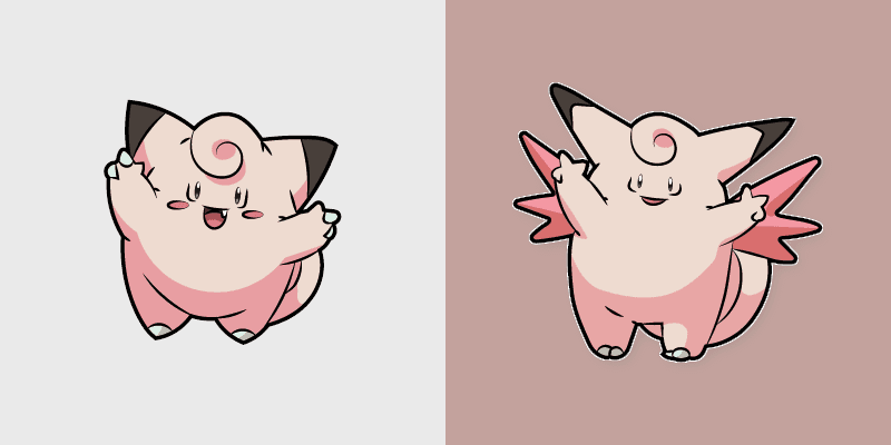 Clefairy and Clefable custom cursor pack preview for Chrome, Edge and Windows