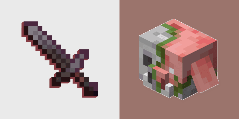 Zombified Piglin Sword custom cursor pack preview for Chrome, Edge and Windows