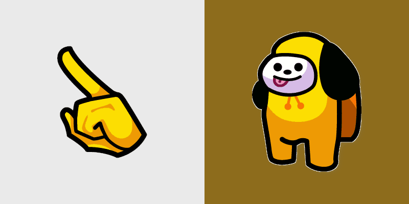 Chimmy BT21 Crewmate custom cursor pack preview for Chrome, Edge and Windows