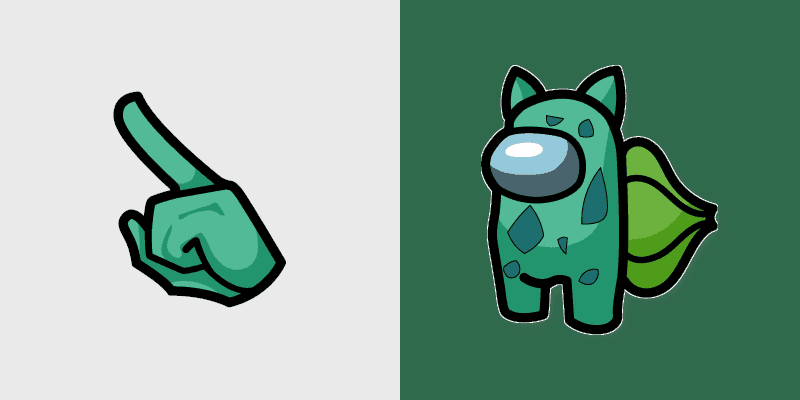 Bulbasaur Crewmate custom cursor pack preview for Chrome, Edge and Windows
