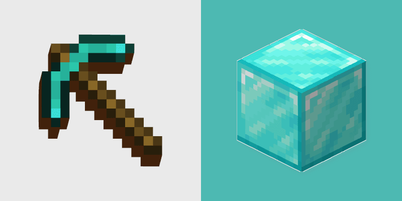 Diamond Pickaxe Block custom cursor pack preview for Chrome, Edge and Windows